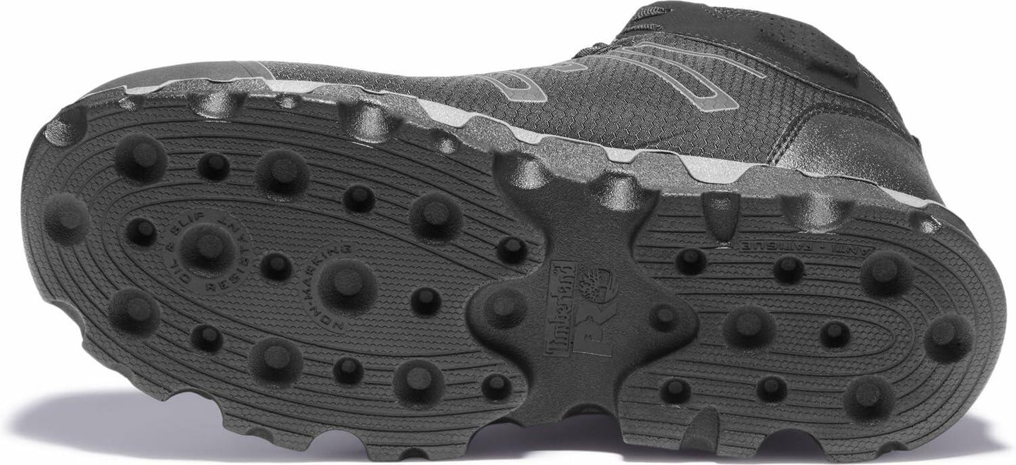 Timberland PRO Men's Powertrain Sport Mid Alloy Safety Toe Industrial Ahletic Work Shoe, Black/Grey, 8.5