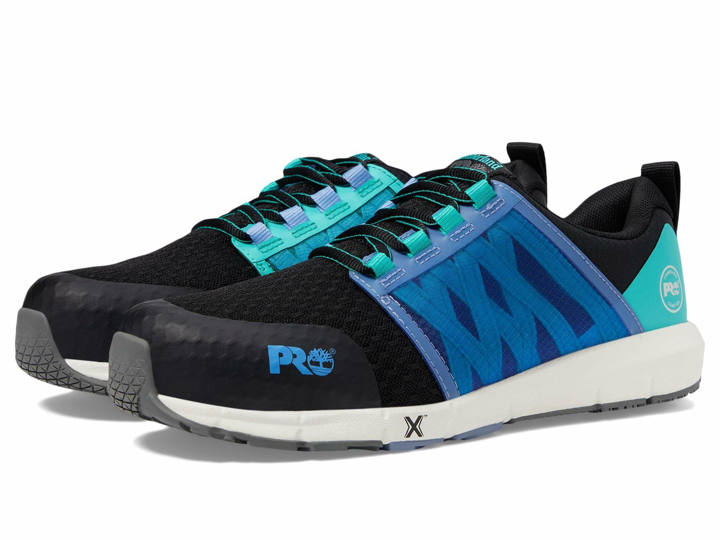 Timberland PRO® Radius Composite Safety Toe Sneakers for Women – Anti-Fatigue Technology – HoverSpring Foam Black/Aqua 8 C - Medium