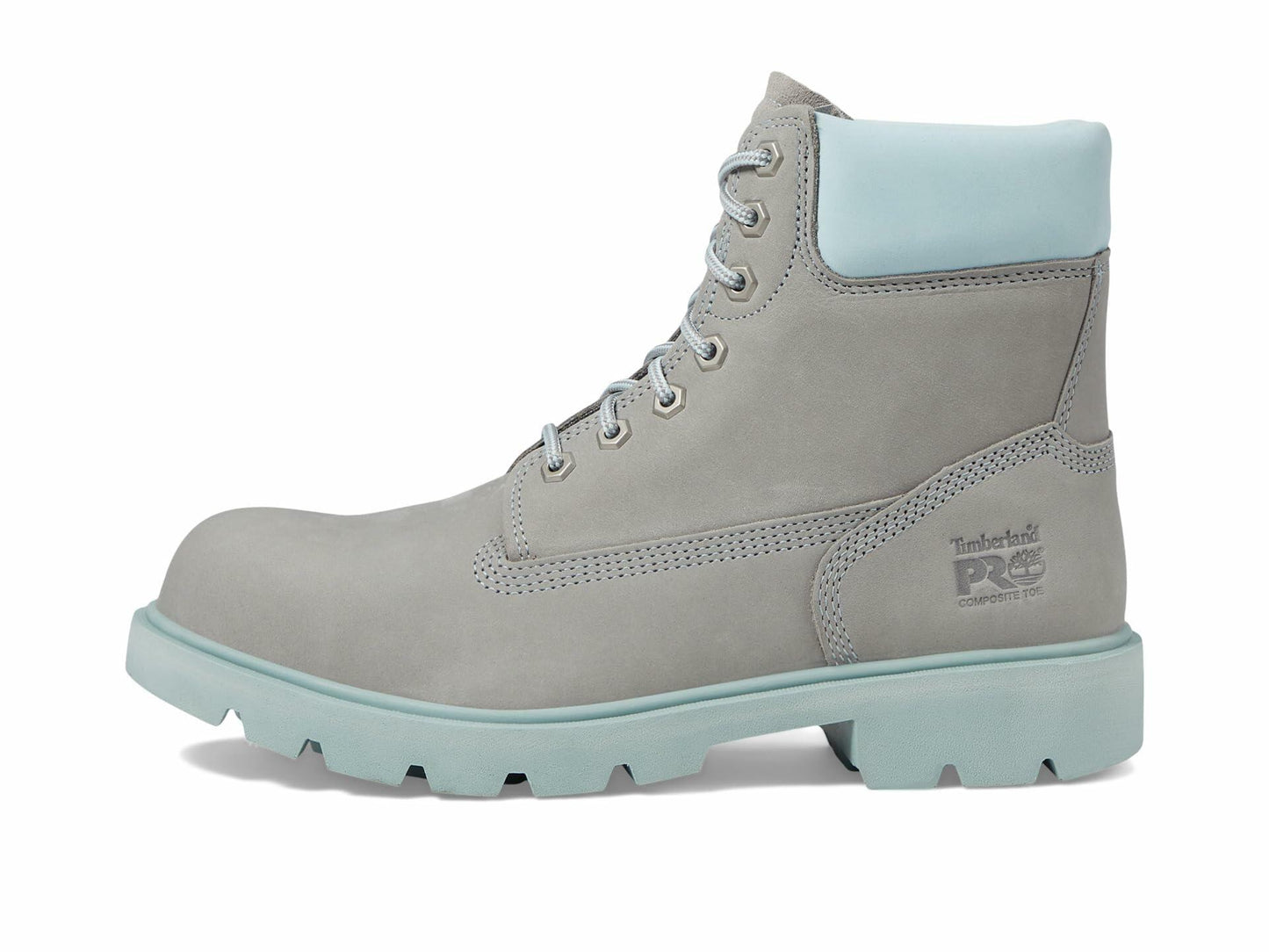 Timberland PRO® Sawhorse 6" Composite Safety Toe Shoes for Men and Women – Molded EVA Midsole - Padded Gray/Aqua Men's 7.5, Women's 9 Medium