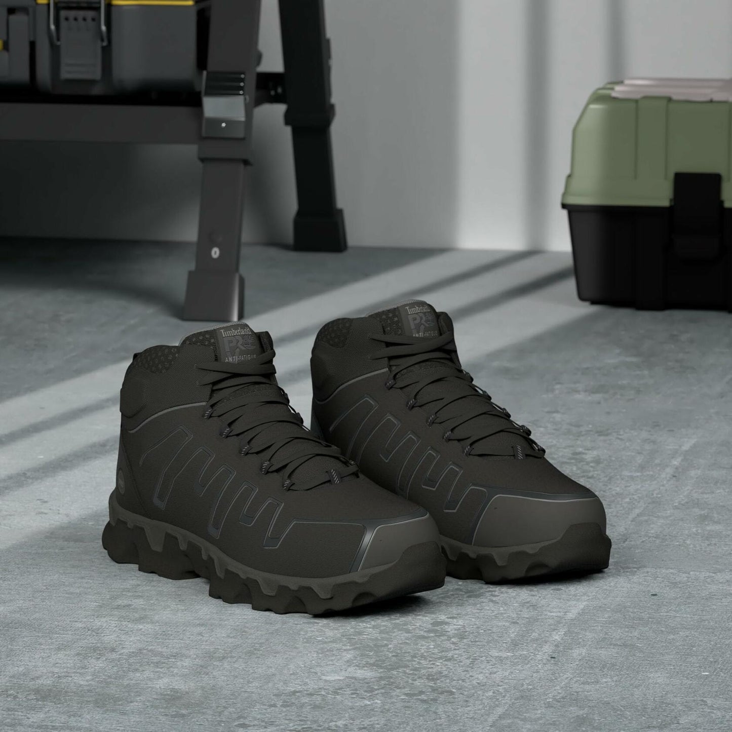 Timberland PRO Men's Powertrain Sport Mid Alloy Safety Toe Industrial Ahletic Work Shoe, Black/Grey, 15 W