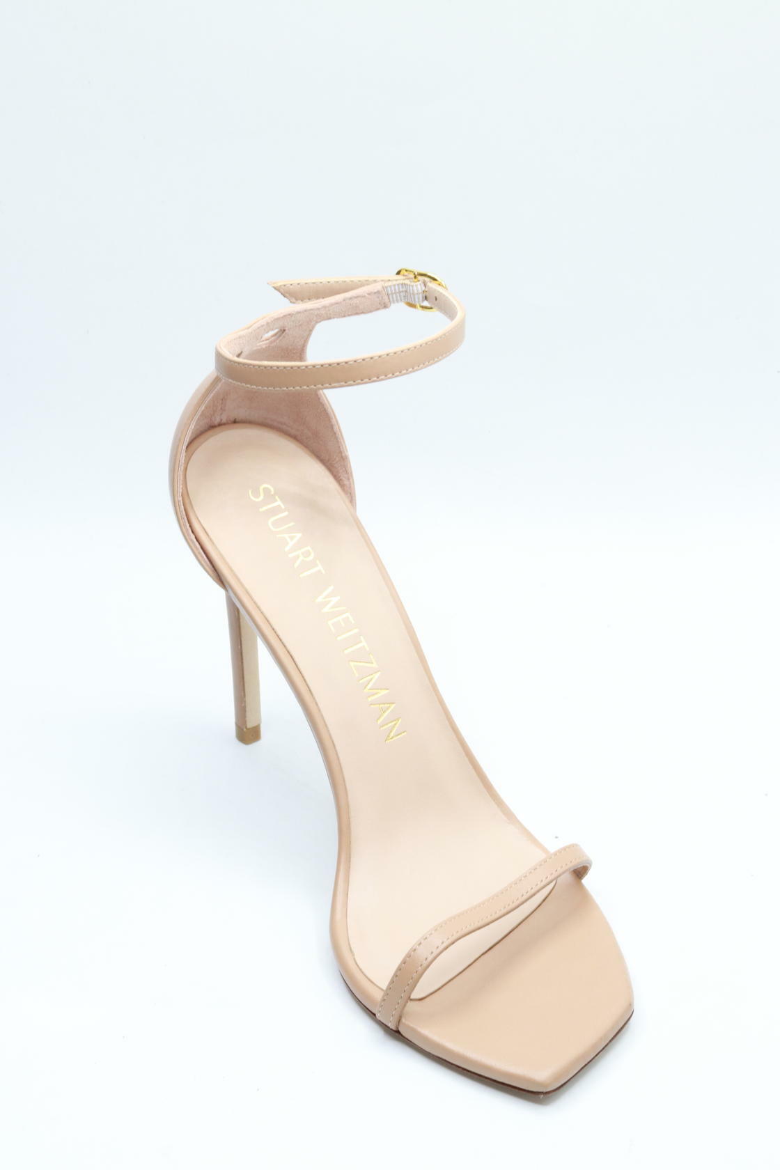 Stuart Weitzman Women's Nudistcurve 100 Smooth Leather Sandals, Adobe, Tan, 9.5 Medium US