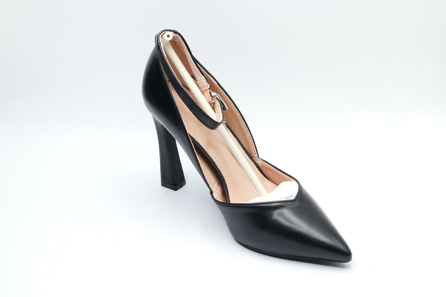 DANAZANA Women Chain Ankle Strap Flare Heels Women's Closed Toe Pumps Stilettos High Heel  Shoes Pumps for Lady