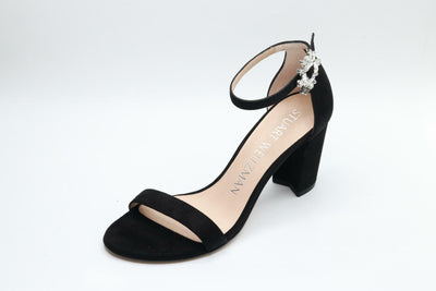 Stuart Weitzman Nearlynude Crystal Nova Sandal Black/Clear 6 B