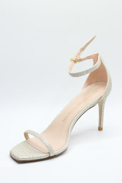 Stuart Weitzman Womens Nudistcurve 75 Sandal Platino 10.5 B