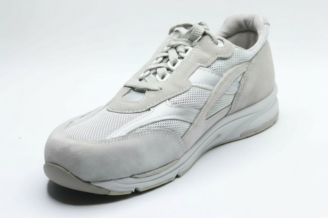 Gray athletic shoe on a white background
