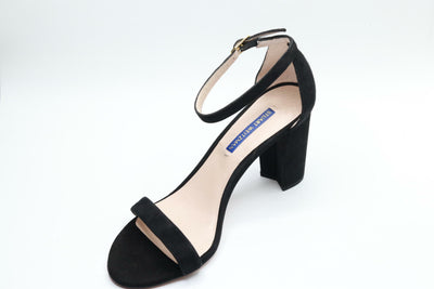 Stuart Weitzman Women's Nearlynude Heeled Sandal, Black, 7.5 M US