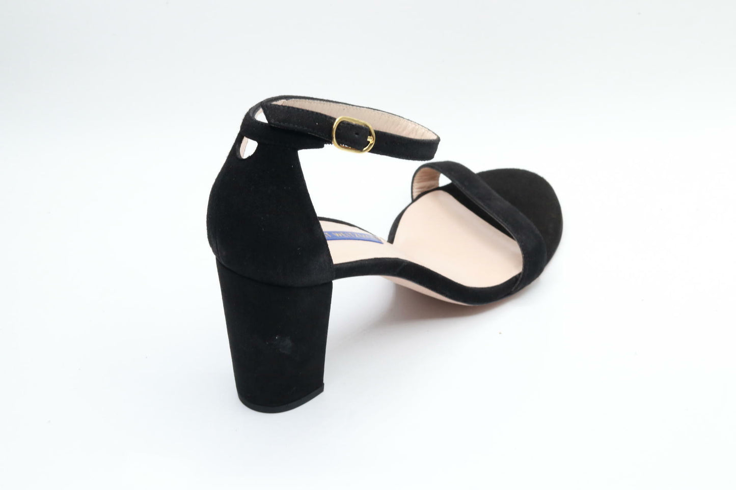 Stuart Weitzman Women's Nearlynude Heeled Sandal, Black, 7.5 M US