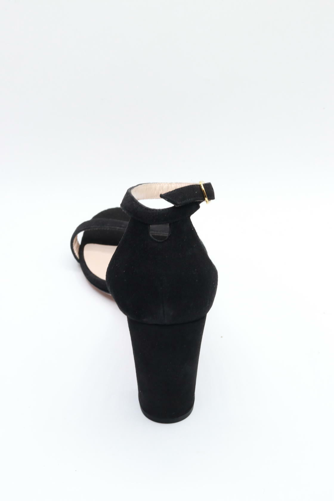 Stuart Weitzman Women's Nearlynude Heeled Sandal, Black, 7.5 M US