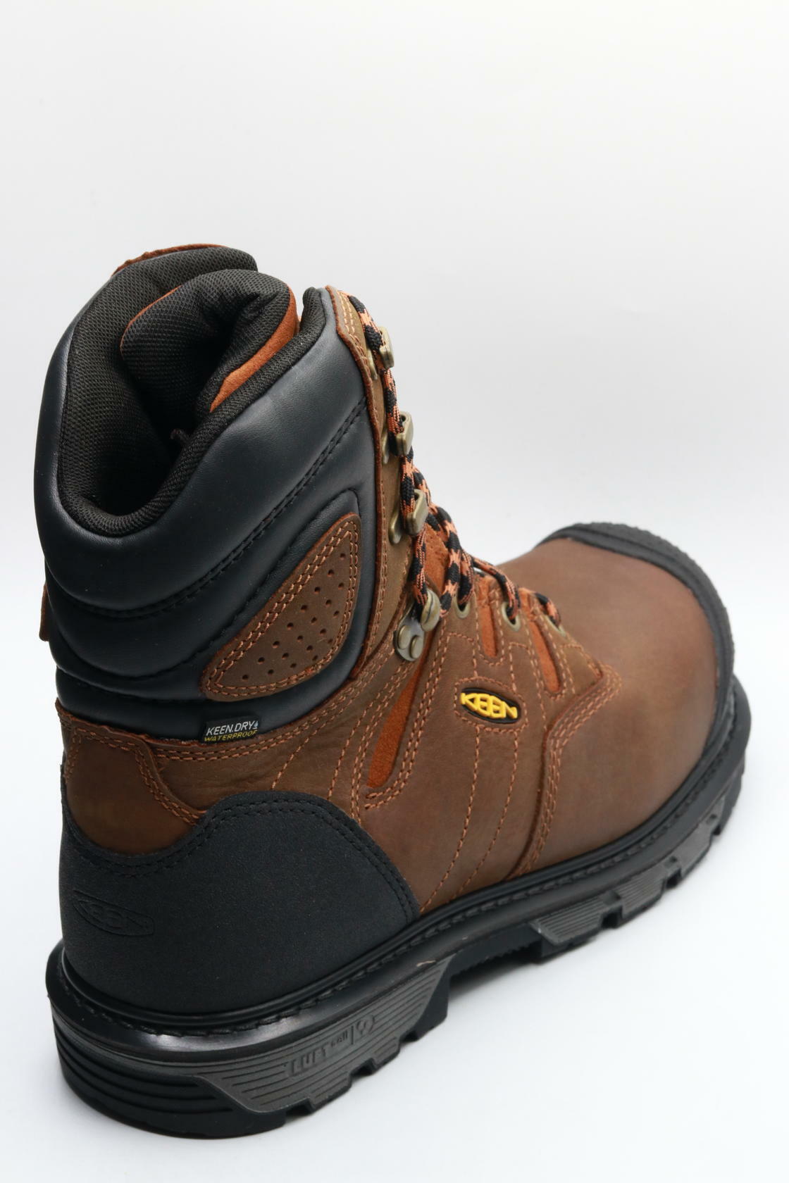 KEEN Utility Men's Camden 8” Composite Toe Waterproof 600G Insulated Heavy Duty Work Boots, Leather Brown/Black, 9.5 Wide