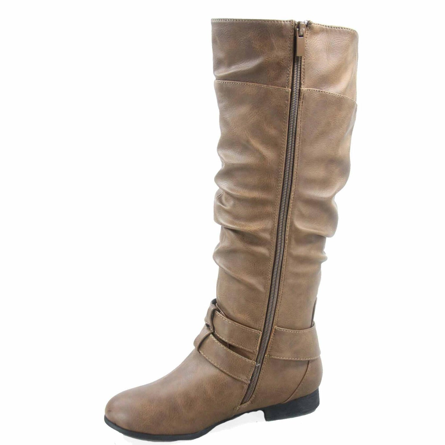 TOP Moda Coco-20  Round Toe Low Heel Knee High Zipper Boot Shoes (Conac, us_footwear_size_system,