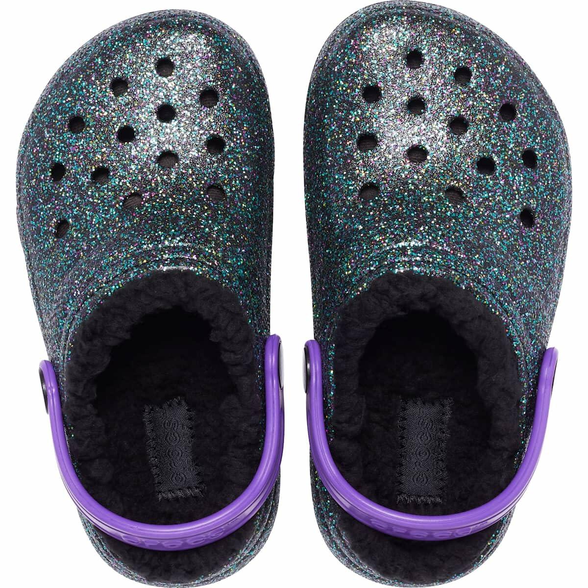 Crocs Kids' Classic Lined Clog | Kids' Slippers, Starry Skies Glitter, 4 Toddler