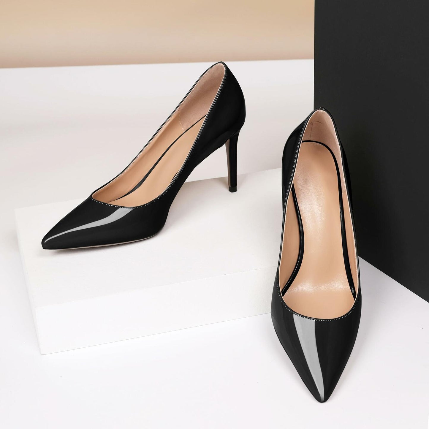 Eldof Women's High Heel Pumps - Classy Pointy Toe Pumps_- Office Wedding Party Event Comfort Heels Black US 7