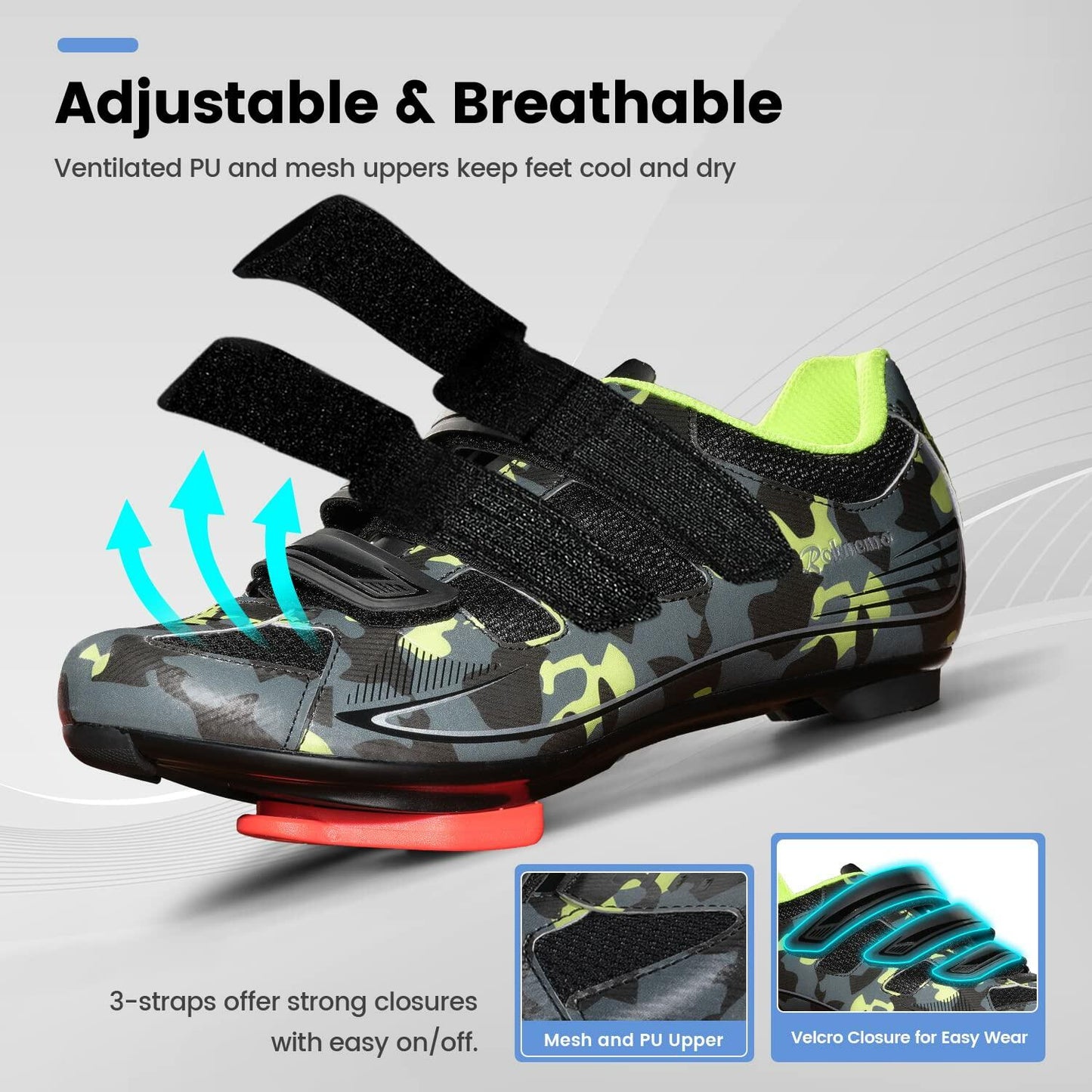 Mens Cycling Shoes Peloton Compatible - Delta Clip in Spin Bike Shoes with SPD Cleats - Perfect for Indoor Outdoor Road Bicycle Racing - Camo Green Size 7