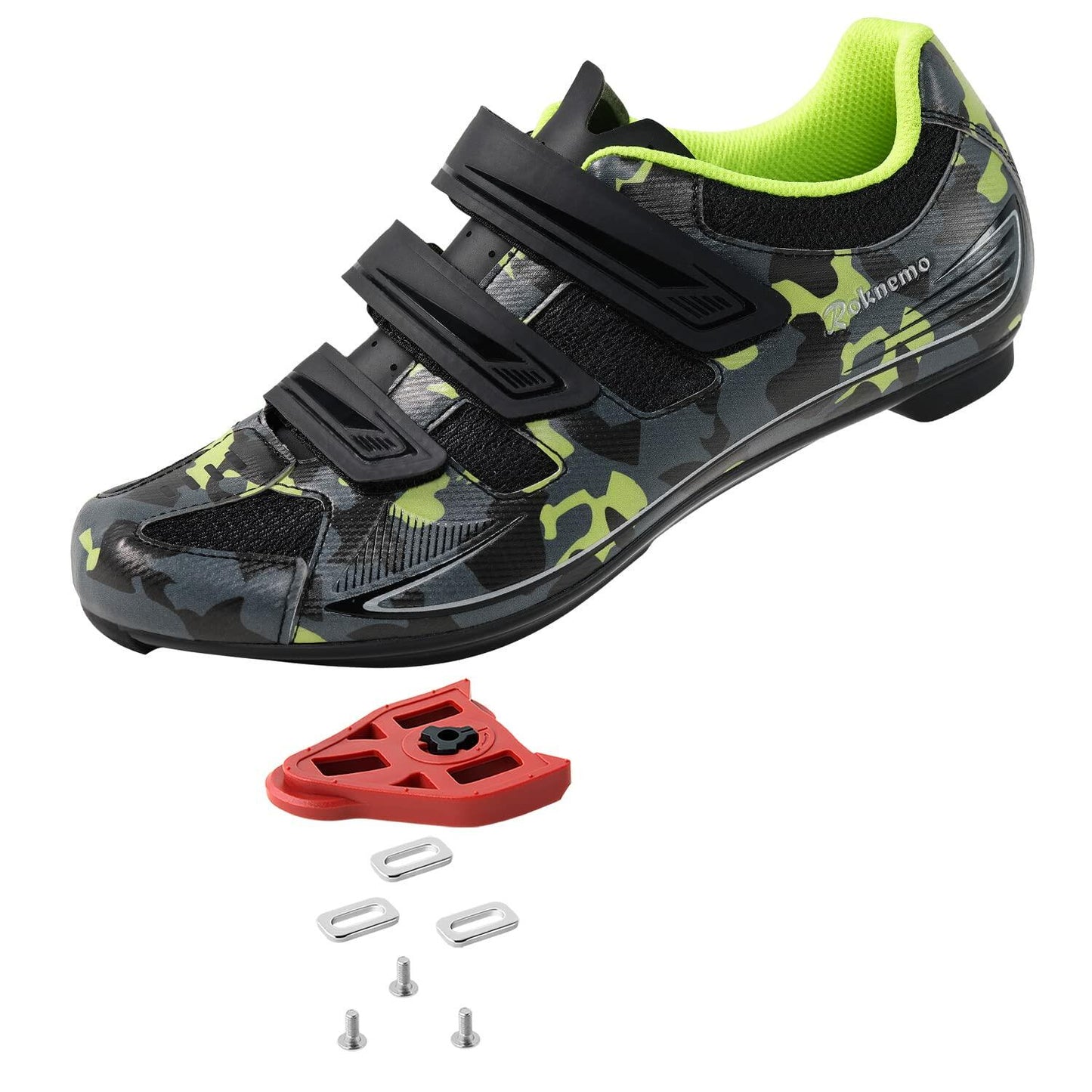 Mens Cycling Shoes Peloton Compatible - Delta Clip in Spin Bike Shoes with SPD Cleats - Perfect for Indoor Outdoor Road Bicycle Racing - Camo Green Size 7