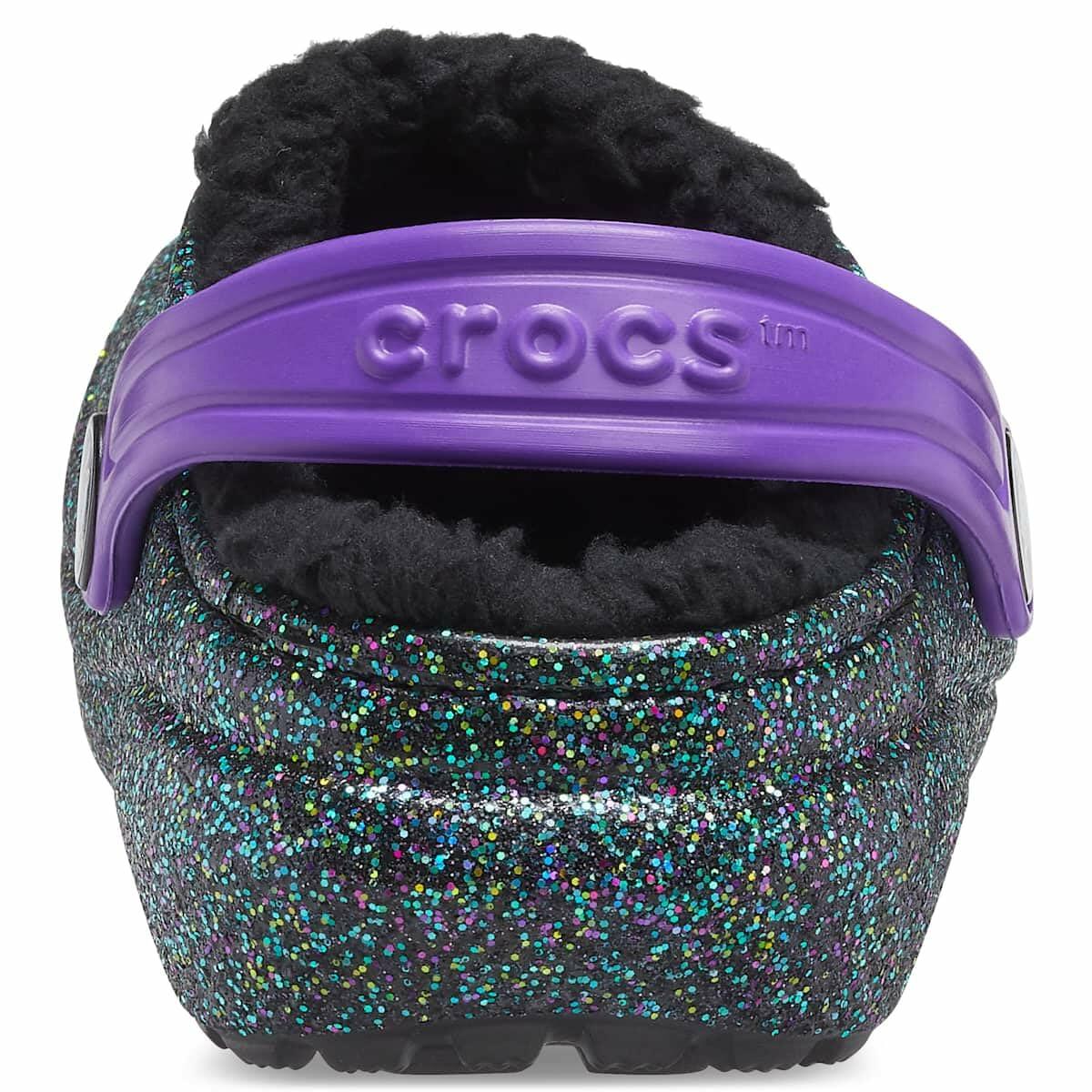 Crocs Kids' Classic Lined Clog | Kids' Slippers, Starry Skies Glitter, 4 Toddler