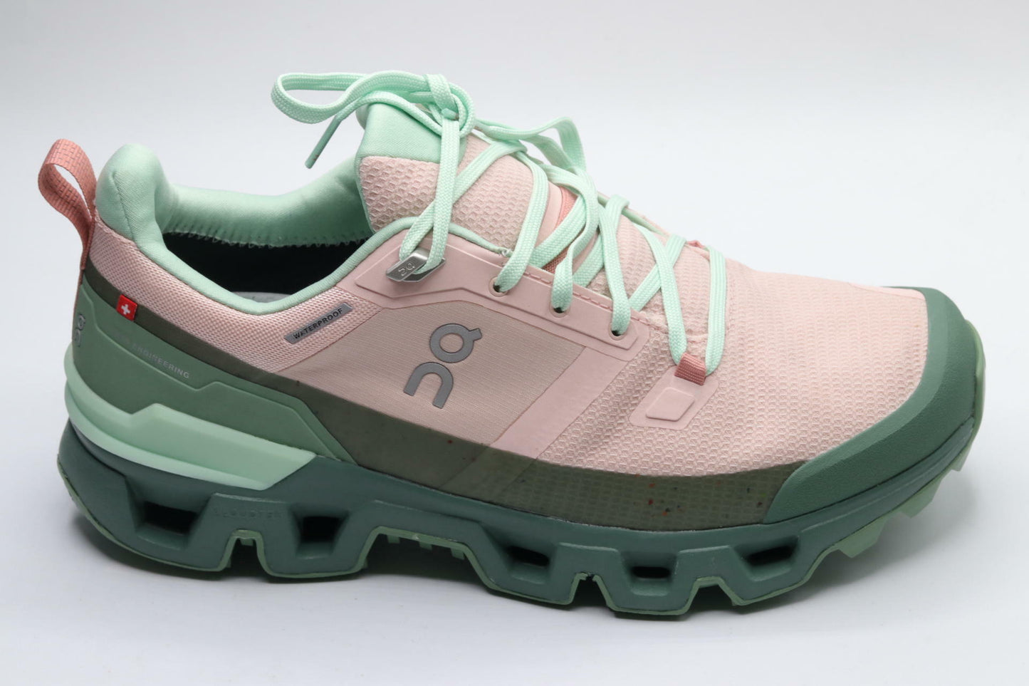 On Women's Cloudwander Waterproof Sneakers, Doe | Ivy, Pink, Green, 10 Medium US