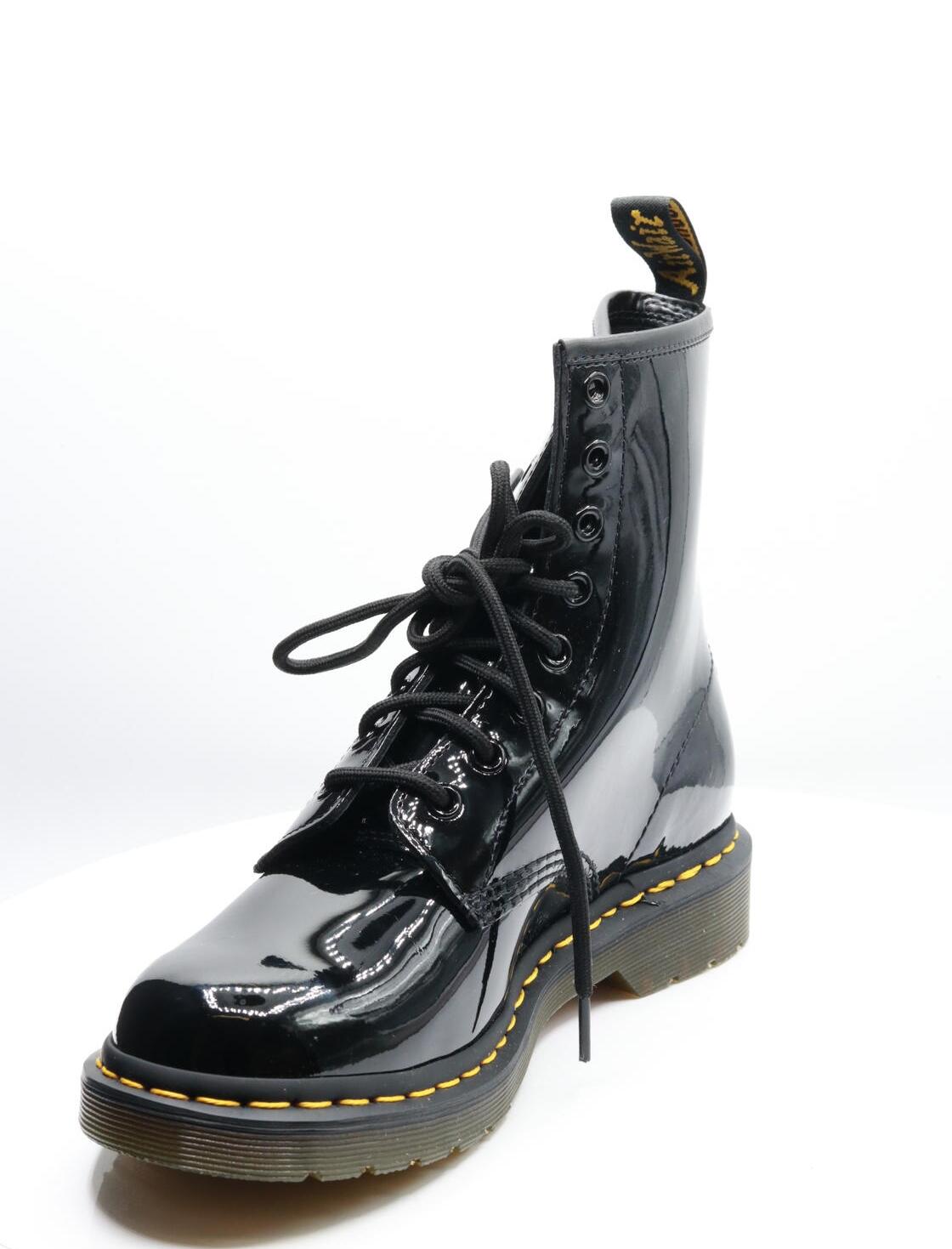 Dr. Martens Women's 1460 W Patent Leather 8 Eye Boot, Black, 8