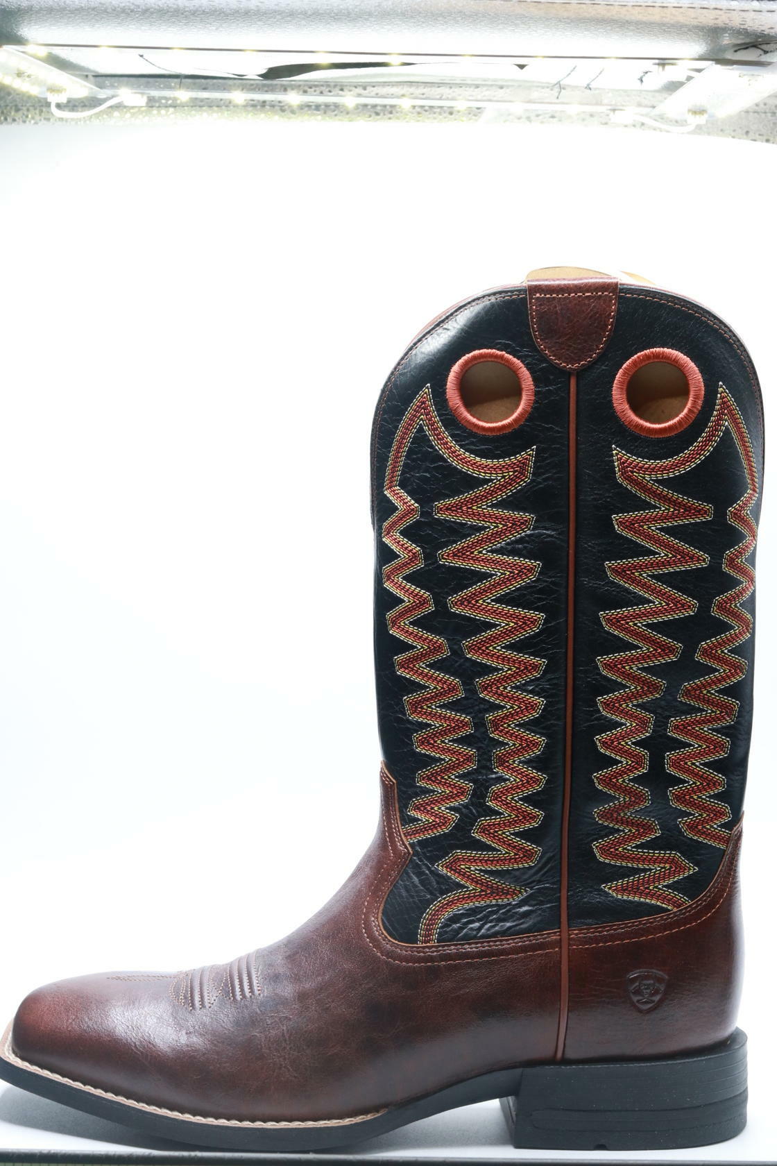 BMVY9 Mens Sidepass Western Boot Barrel Brown/Cask Black 13 Wide