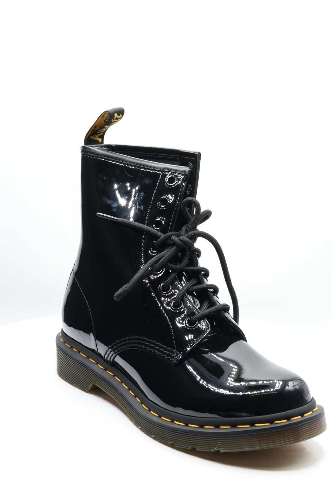 Dr. Martens Women's 1460 W Patent Leather 8 Eye Boot, Black, 8