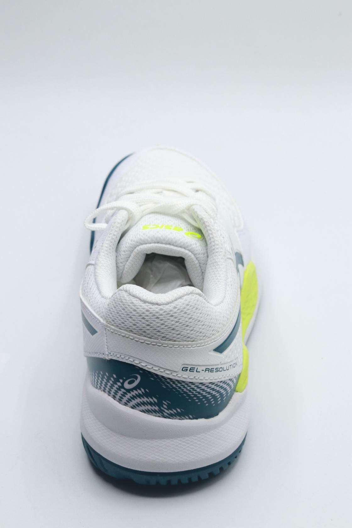 ASICS Kid's Gel-Resolution 9 Grade School Tennis Shoes, 4, White/RESTFUL Teal