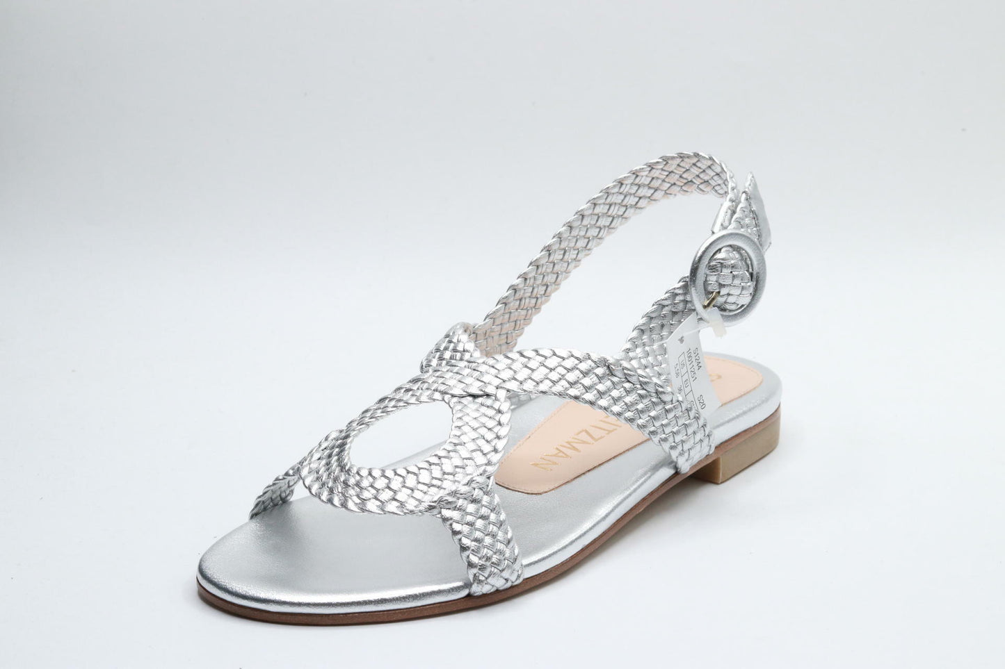 Stuart Weitzman Womens Teodora Leather Slingback Sandals Silver 5.5 Medium (B,M)