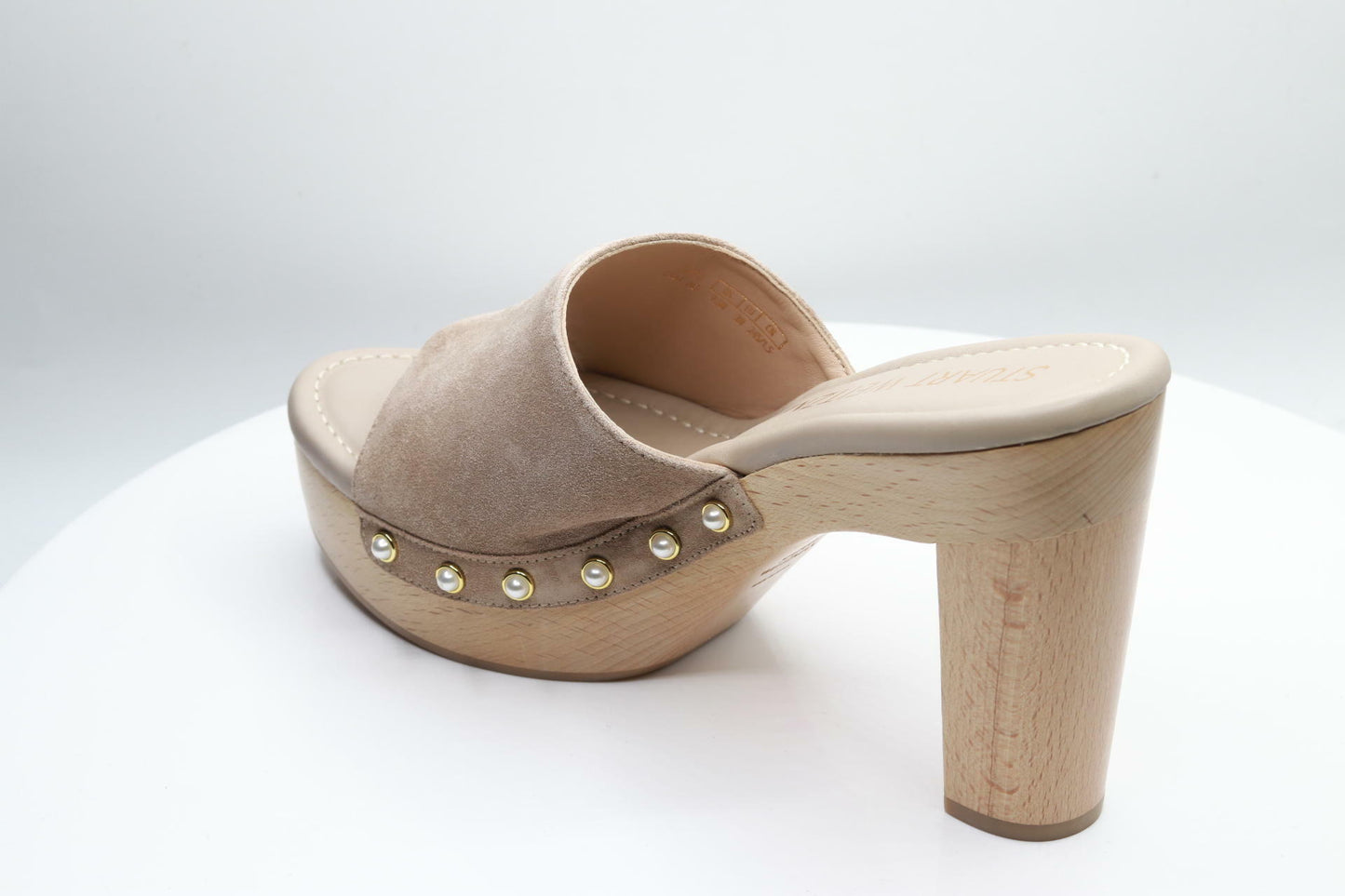 Stuart Weitzman Pearl Clog 85 Sandal Latte Womens Sz 7.5 B