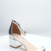 Stuart Weitzman Simple II Sandal in Silver, Size 8