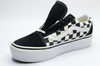 Womens 5.5 Old Skool Checkerboard Platform Trainers Black/True White