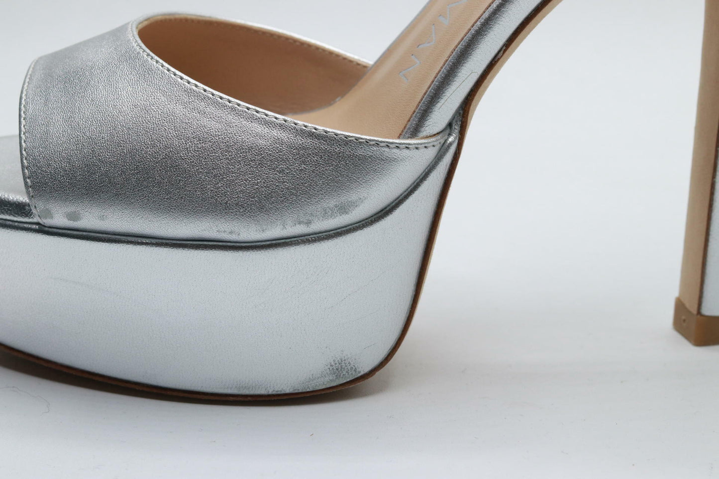 Stuart Weitzman Disco Platform Sandal Silver 6 B