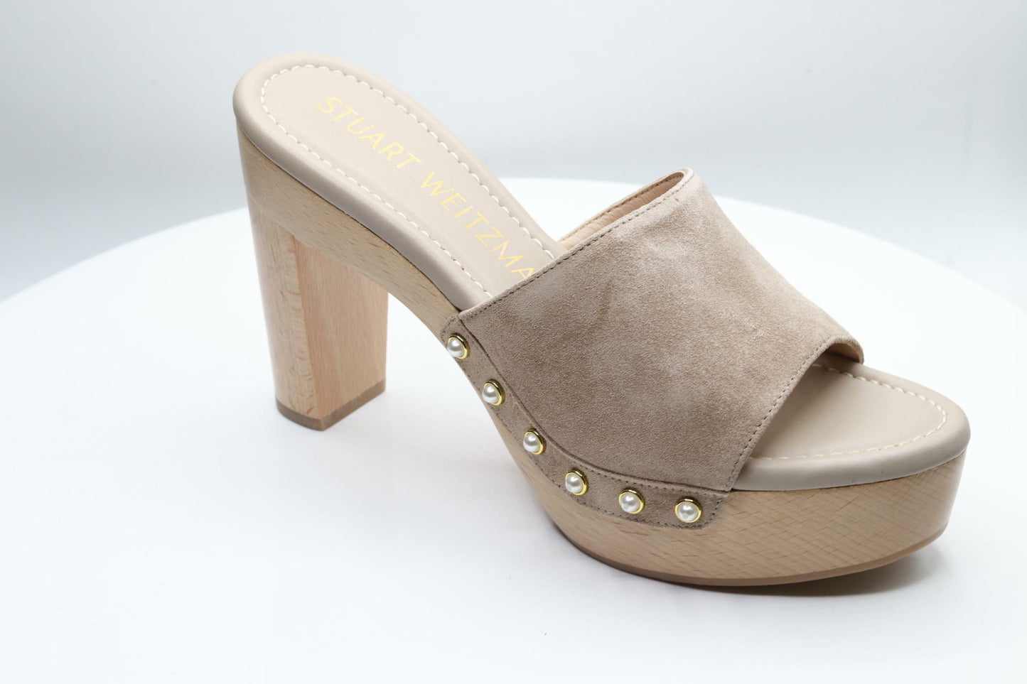 Stuart Weitzman Pearl Clog 85 Sandal Latte Womens Sz 7.5 B