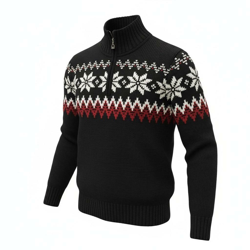 Dale of Norway Men's Myking Pullover Sweater of 100% Air-Spun Merino Wool (Medium, Black/Raspberry)