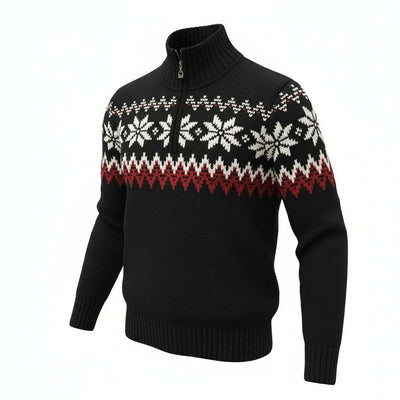 Dale of Norway Men's Myking Pullover Sweater of 100% Air-Spun Merino Wool (Medium, Black/Raspberry)