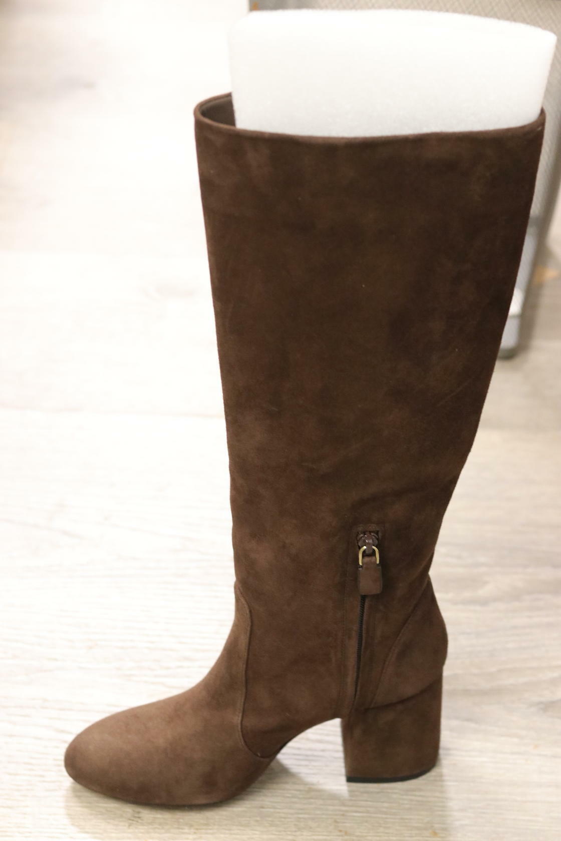 Stuart Weitzman Flareblock 85 Slouch Boot Walnut 5.5 B