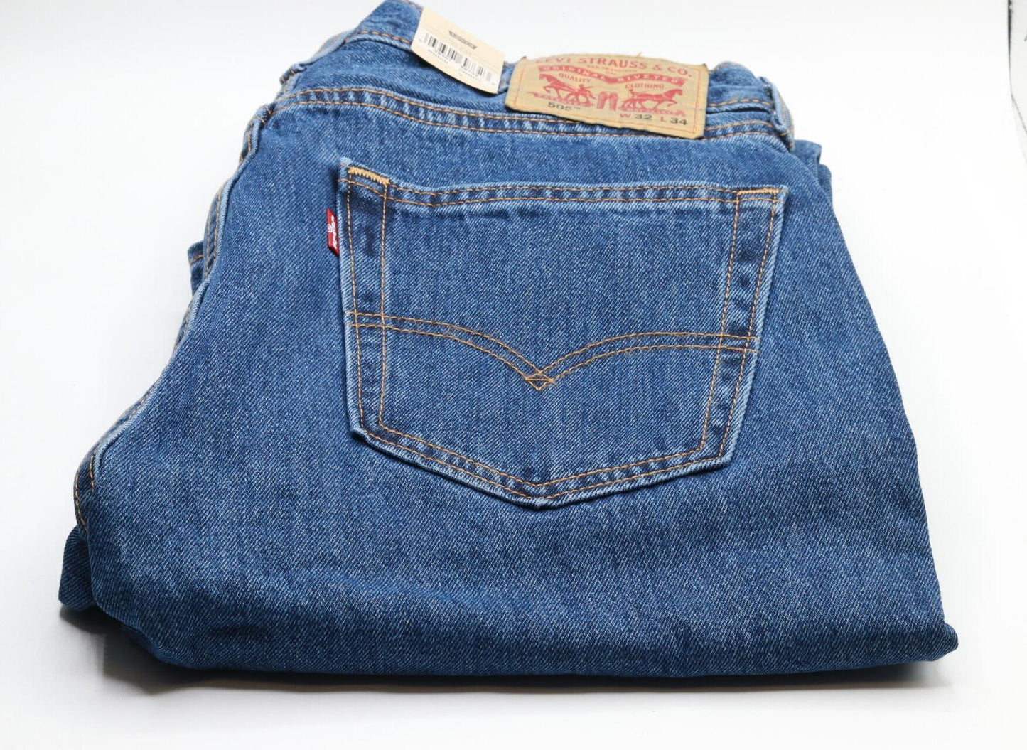 Levi Men's 505 Regular Fit Jeans, Dark Stonewash, 32W X 34L (Shelf Pulls)