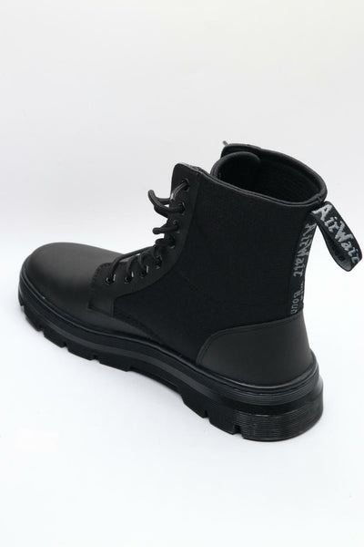 Dr. Martens unisex adult Lace Fashion Boot, Black Element & Black Poly Rip Stop, 6 Women 5 Men US