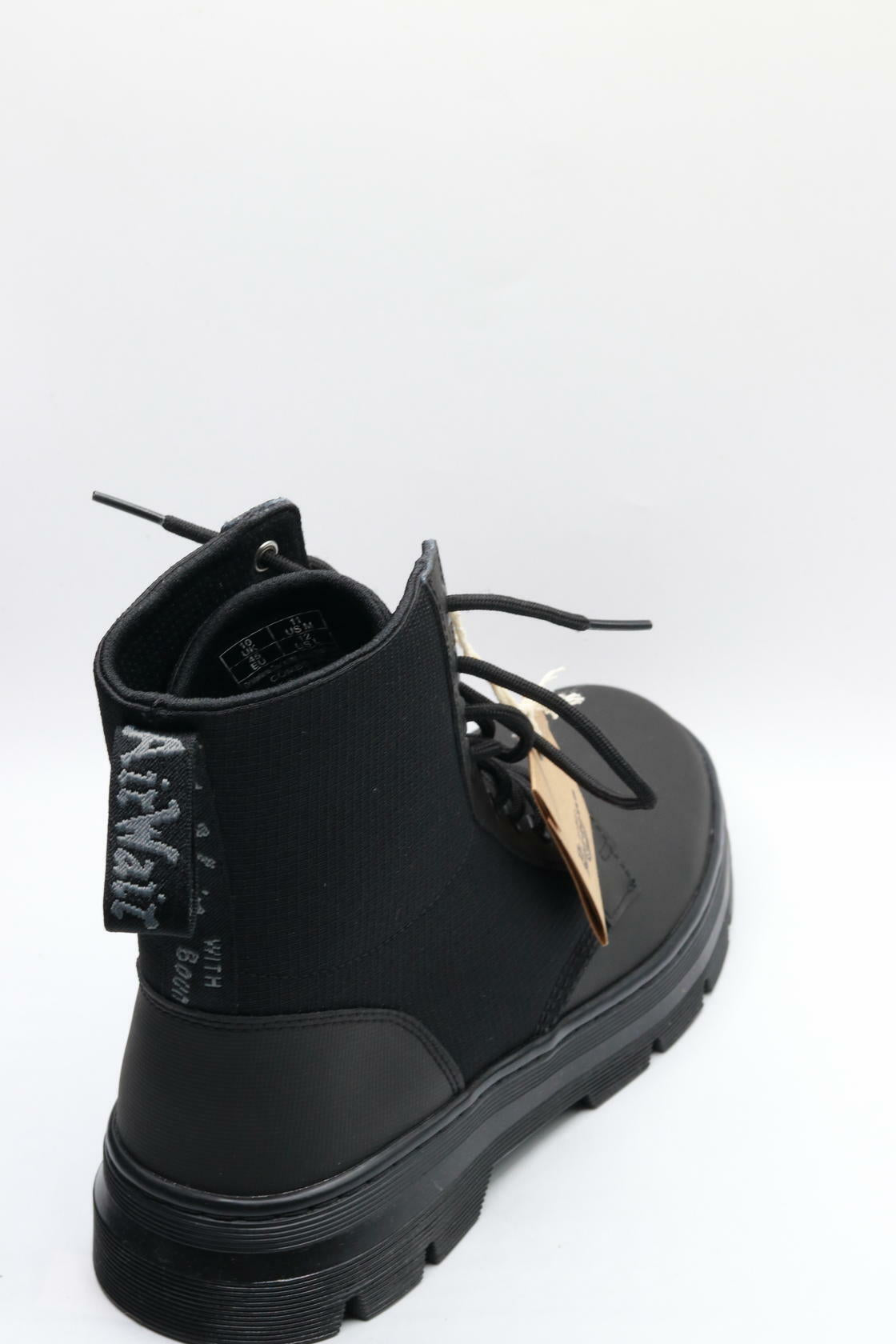 Dr. Martens unisex adult Lace Fashion Boot, Black Element & Black Poly Rip Stop, 6 Women 5 Men US