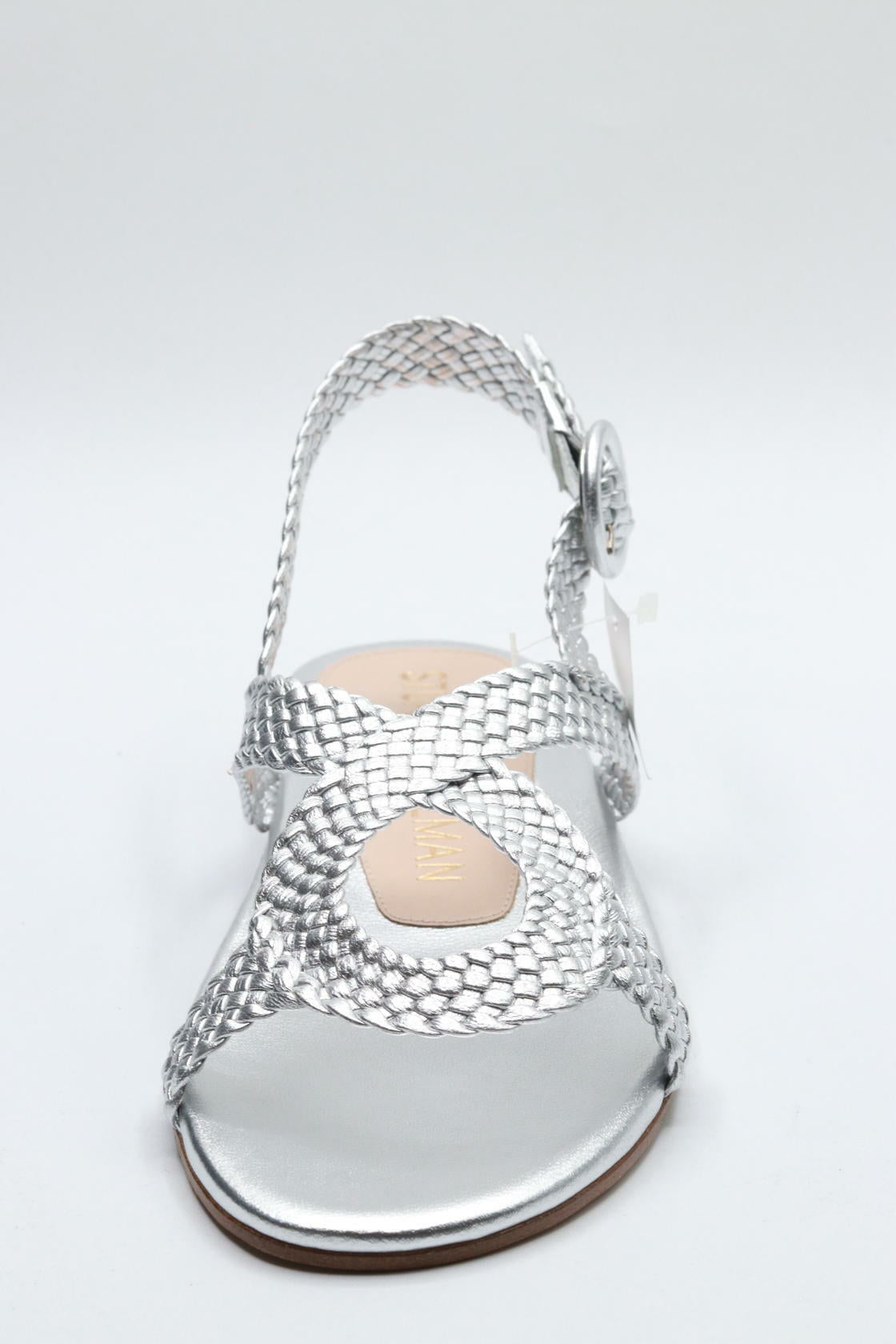 Stuart Weitzman Womens Teodora Leather Slingback Sandals Silver 5.5 Medium (B,M)