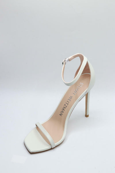 Stuart Weitzman Womens Nudistcurve 100 Sandal White 9 B