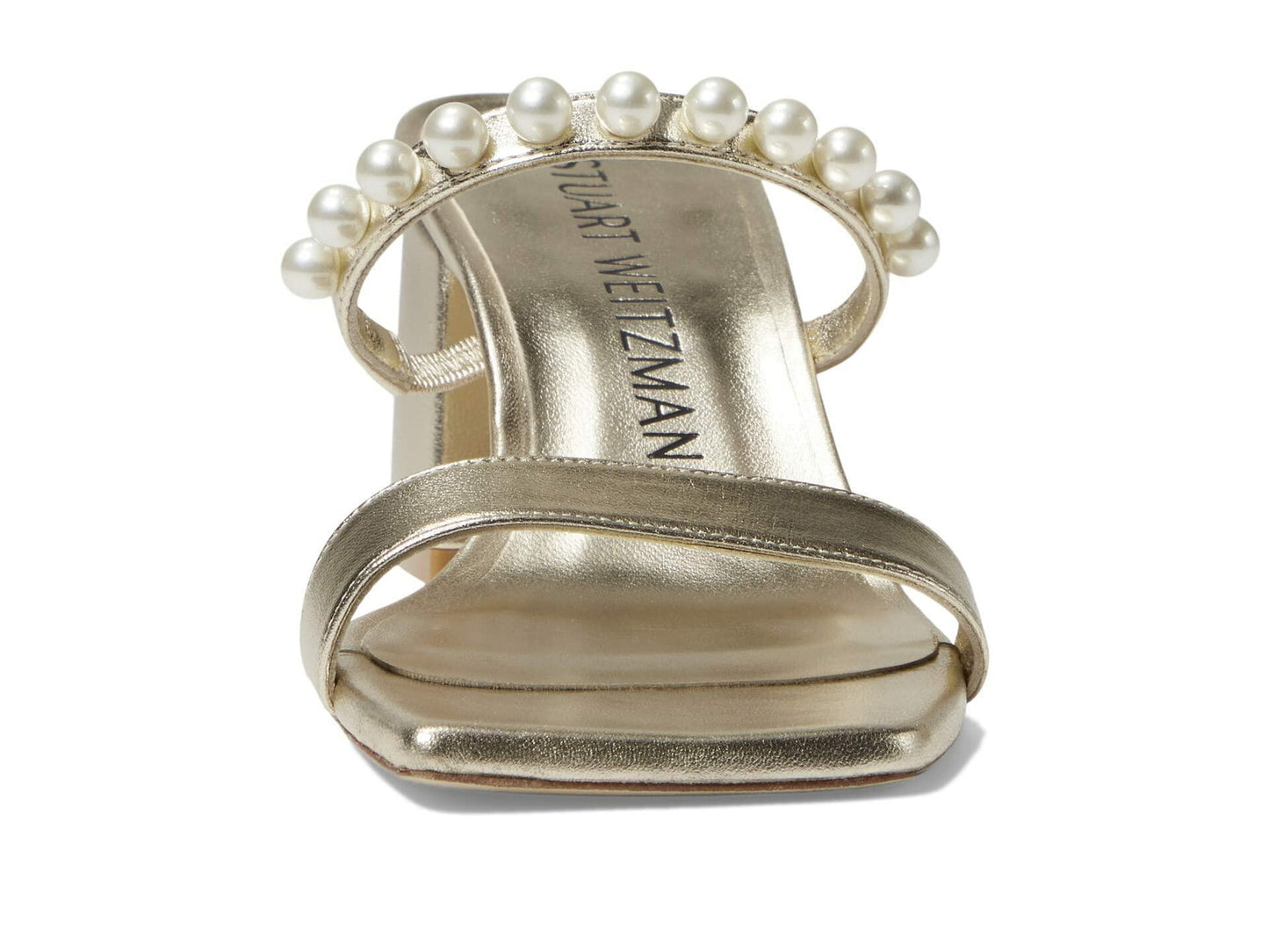 Stuart Weitzman Goldie 60 Block Slide Light Gold 8 B