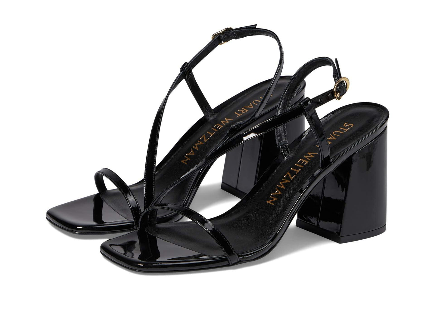 Stuart Weitzman Soiree 85 Block Sandal Black 7.5 B