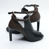 MICHAEL Michael Kors Lawson Open Toe Bootie in Black/Brown Leather  Size 7