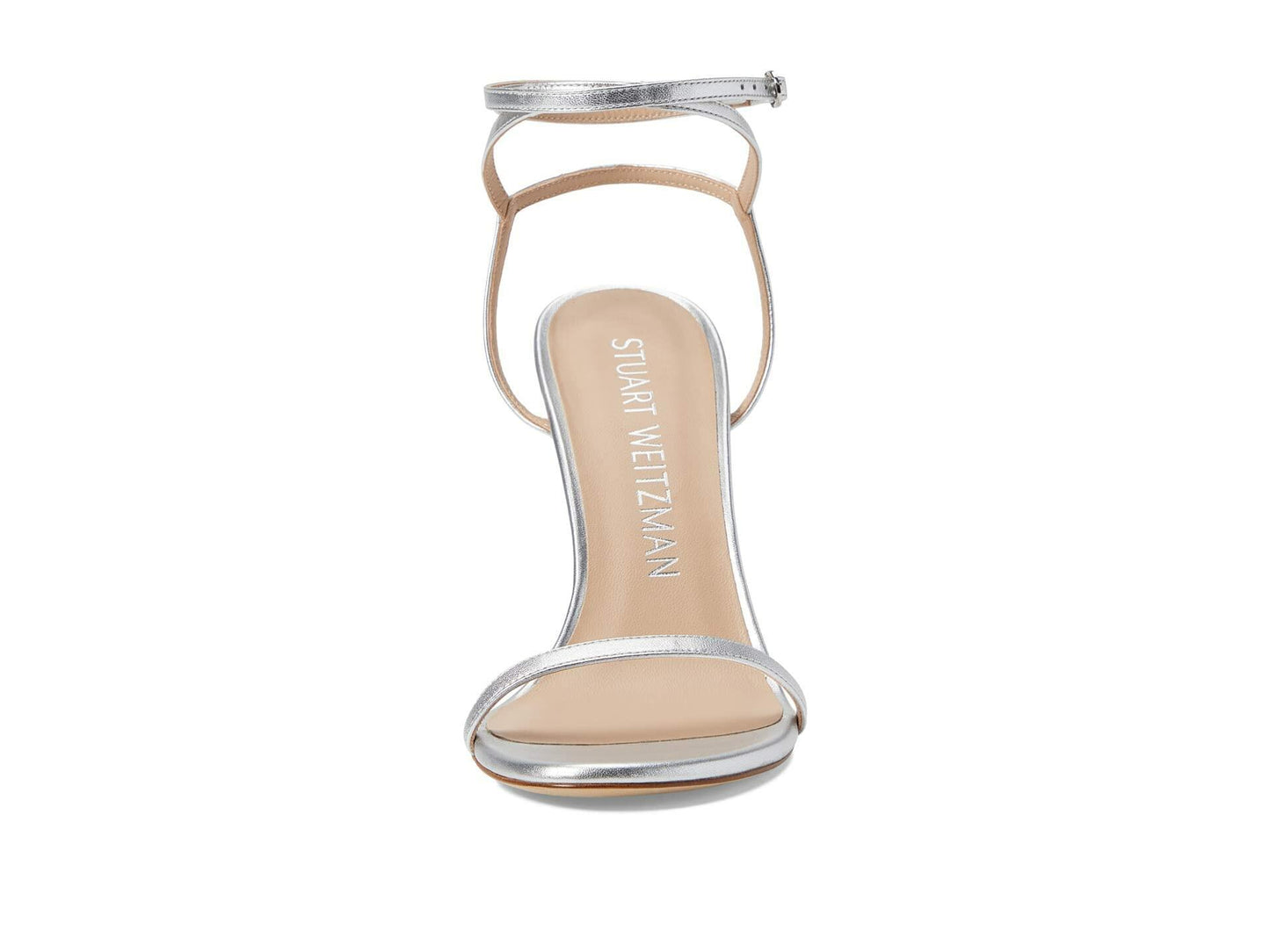 Stuart Weitzman Barelynude 100 Wrap Sandal Silver 9.5 B