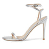 Stuart Weitzman Barelynude 100 Wrap Sandal Silver 9.5 B