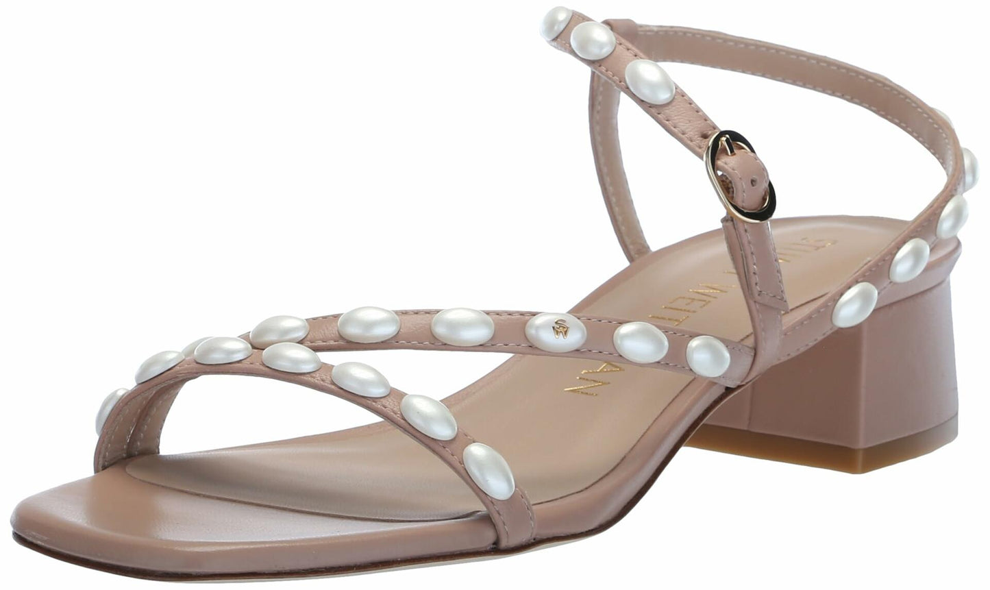 Stuart Weitzman Women's Pearlita 35 Sandal Pump, Adobe, 11