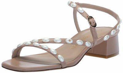 Stuart Weitzman Women's Pearlita 35 Sandal Pump, Adobe, 11