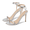 Stuart Weitzman Barelynude 100 Wrap Sandal Silver 9.5 B