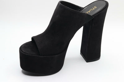 Stuart Weitzman Skyhigh 145 Pearl Slide Black 10.5 B