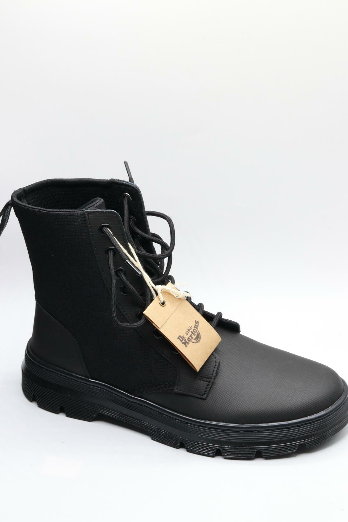 Dr. Martens unisex adult Lace Fashion Boot, Black Element & Black Poly Rip Stop, 6 Women 5 Men US