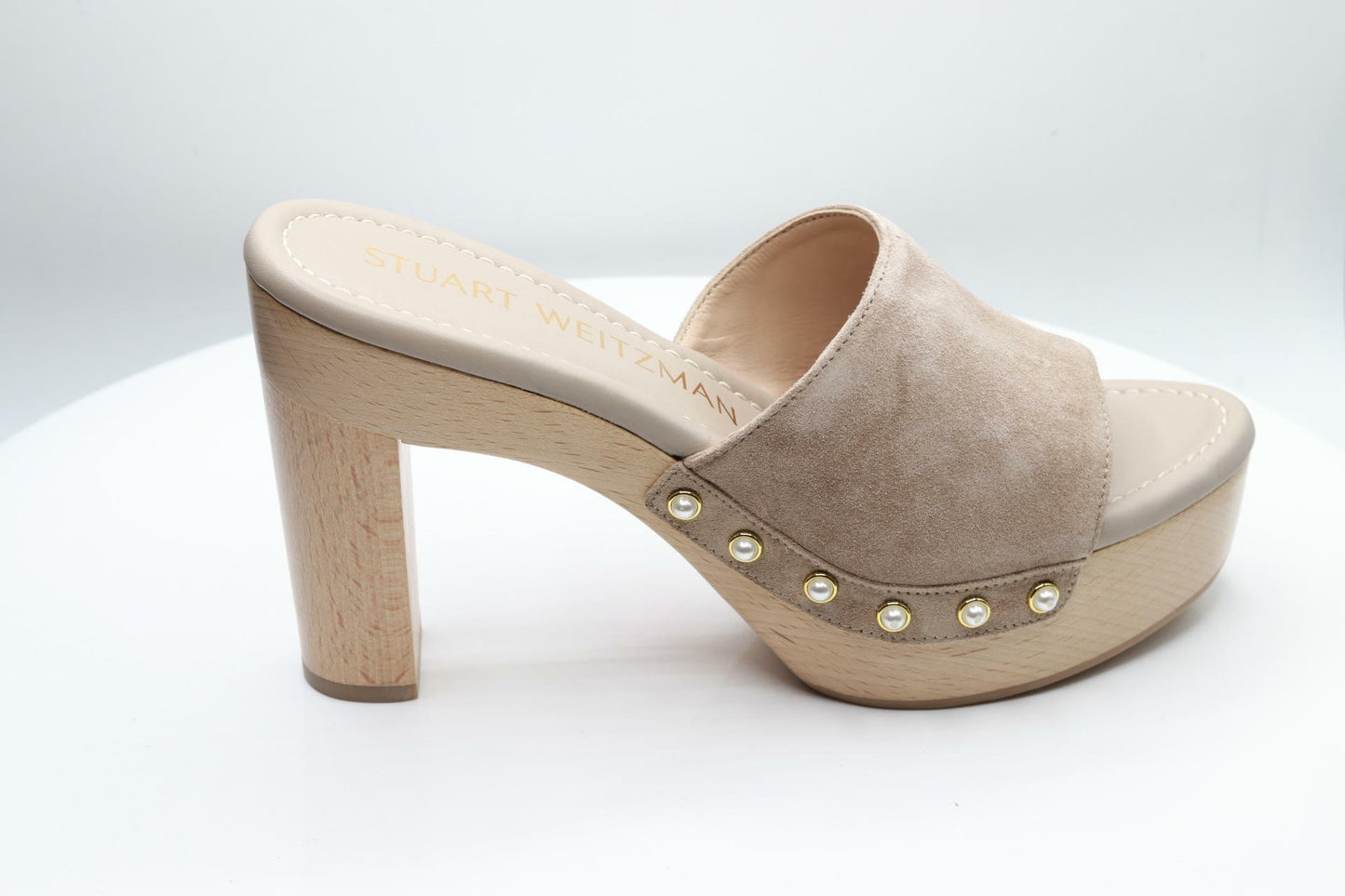 Stuart Weitzman Pearl Clog 85 Sandal Latte Womens Sz 7.5 B