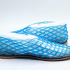 ATBELL Blue Jelly Sandals for Women Clear Woven Flats Beach Slip-on Ballerina Jellies Mesh Shoes in Size 7.5